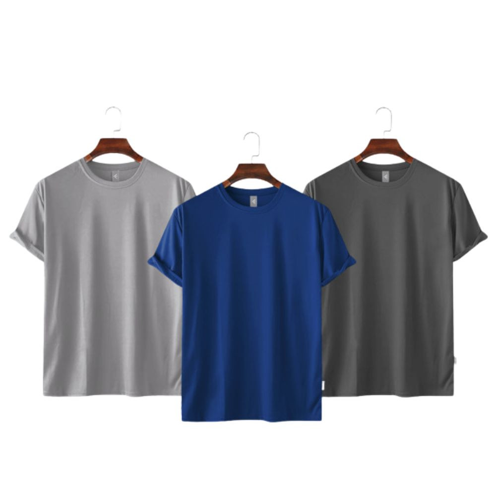 Mens Premium Blank T-shirt -Combo-Silver, Royal Blue, Charcoal